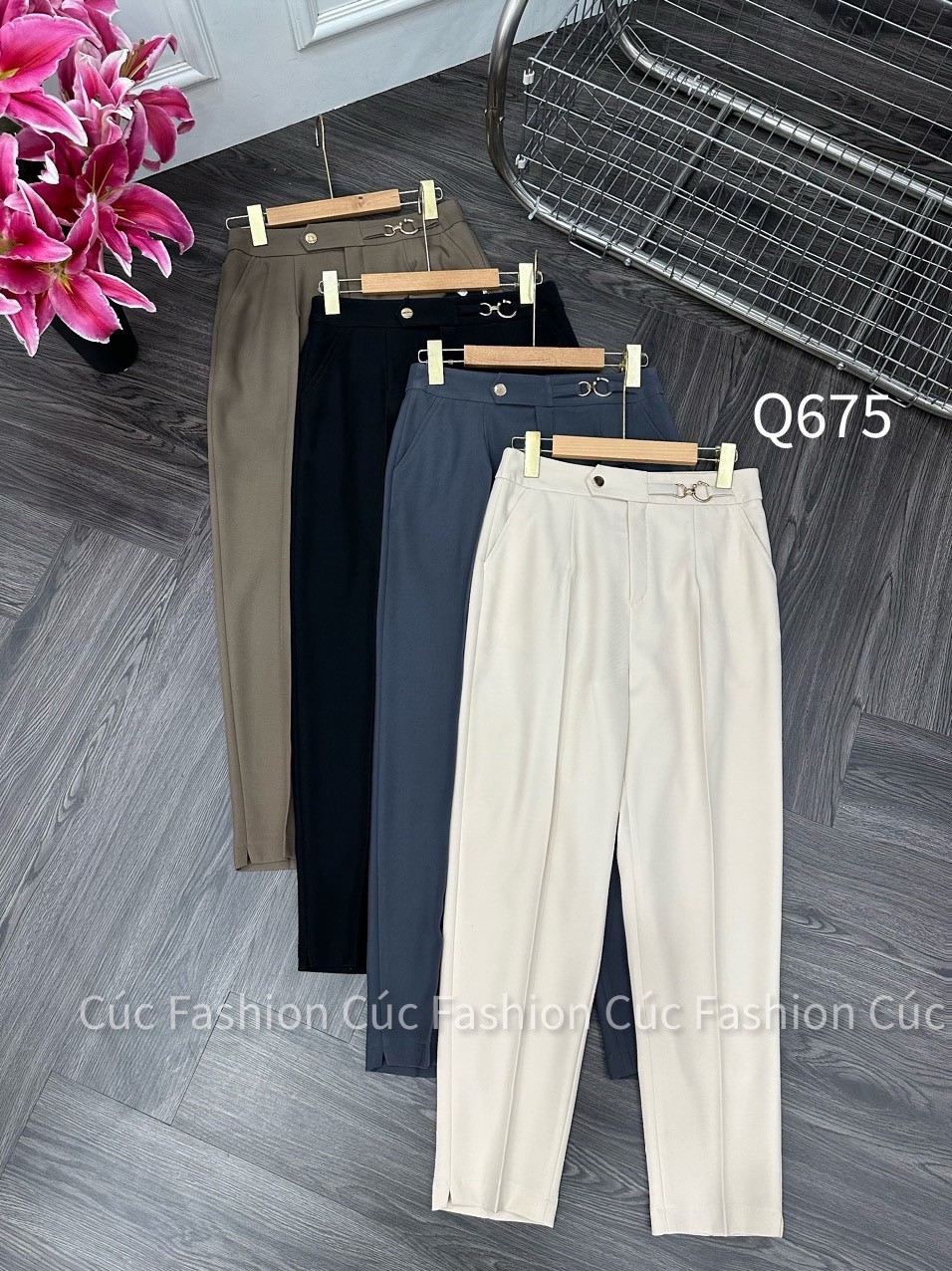 Q675 quần baggy 1 cúc đai móc lệch