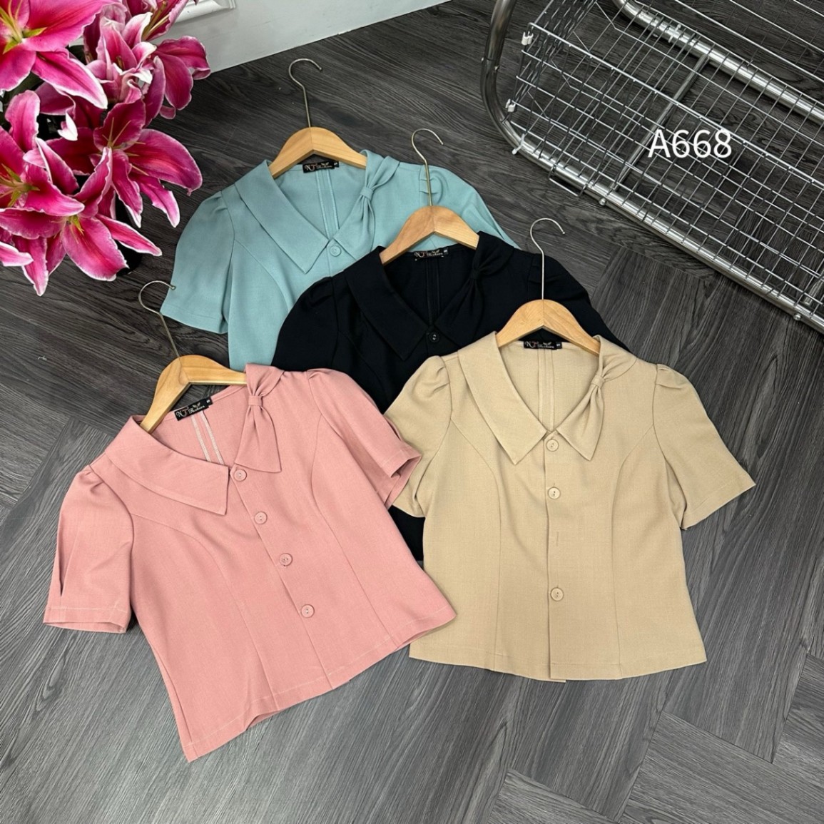 A668 áo cổ nơ 1 bên