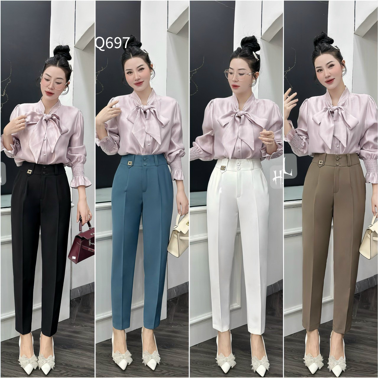 Q697 quần baggy 2 cúc bọc tag G