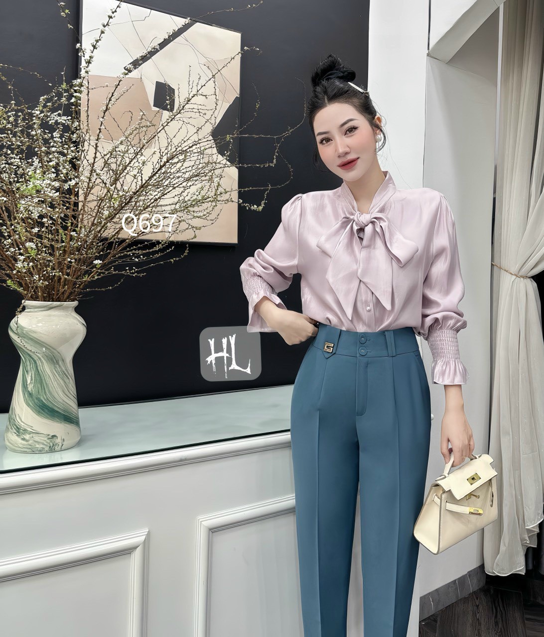 Q697 quần baggy 2 cúc bọc tag G