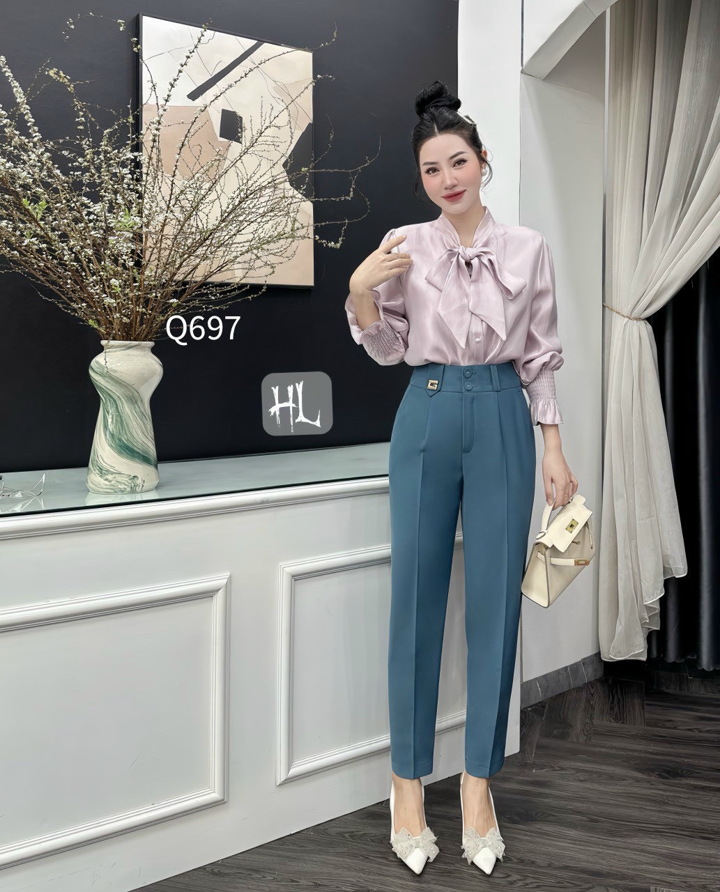 Q697 quần baggy 2 cúc bọc tag G