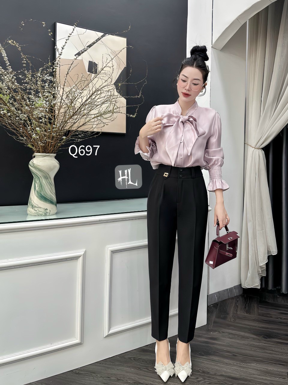 Q697 quần baggy 2 cúc bọc tag G