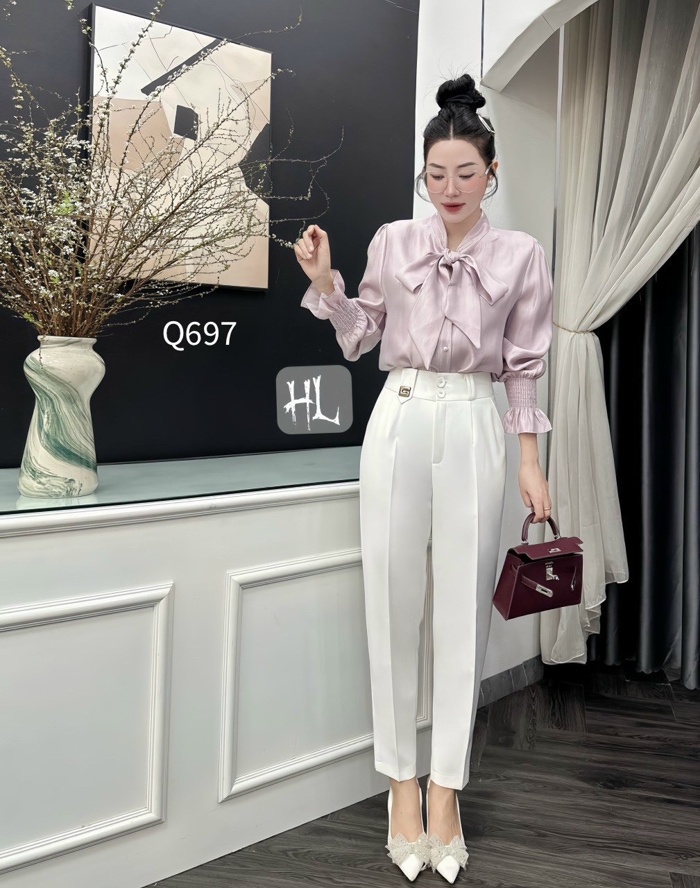 Q697 quần baggy 2 cúc bọc tag G