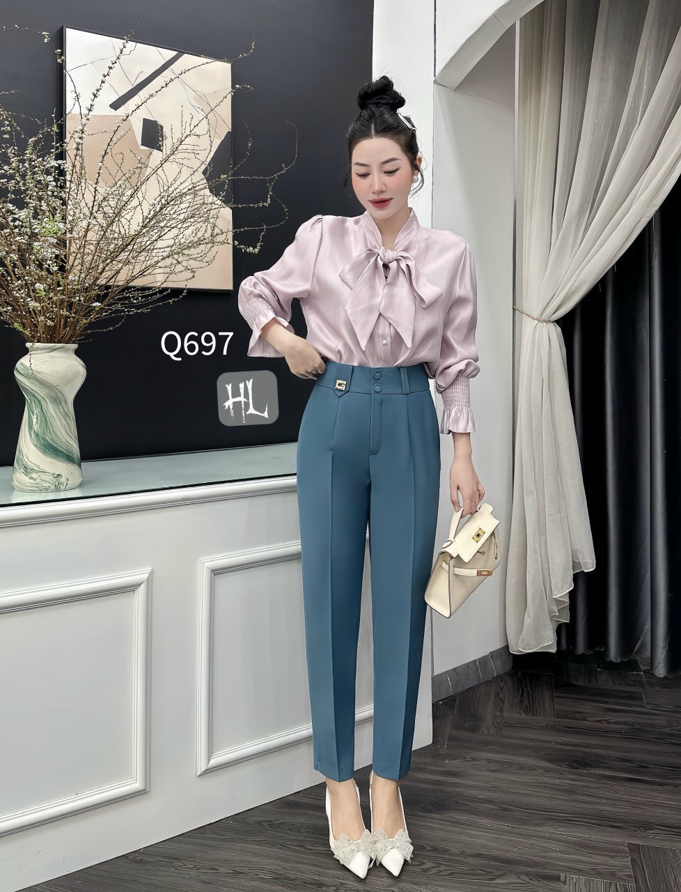 Q697 quần baggy 2 cúc bọc tag G