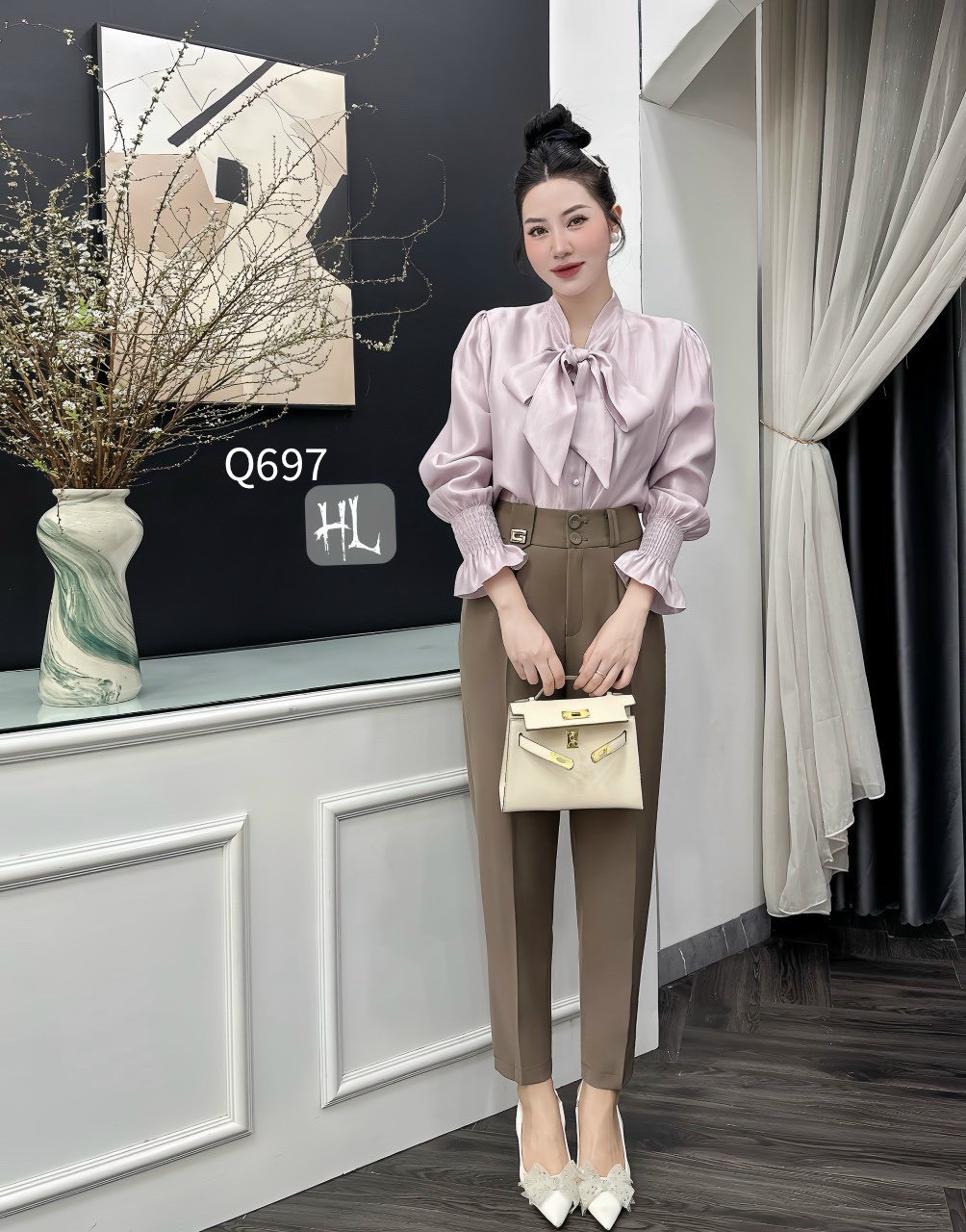 Q697 quần baggy 2 cúc bọc tag G