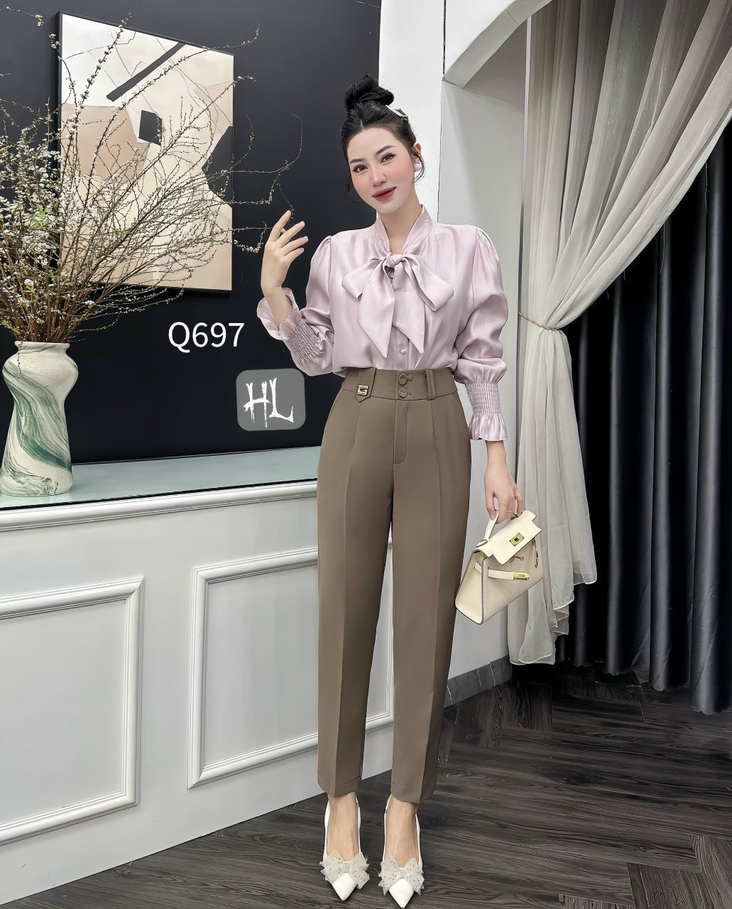 Q697 quần baggy 2 cúc bọc tag G