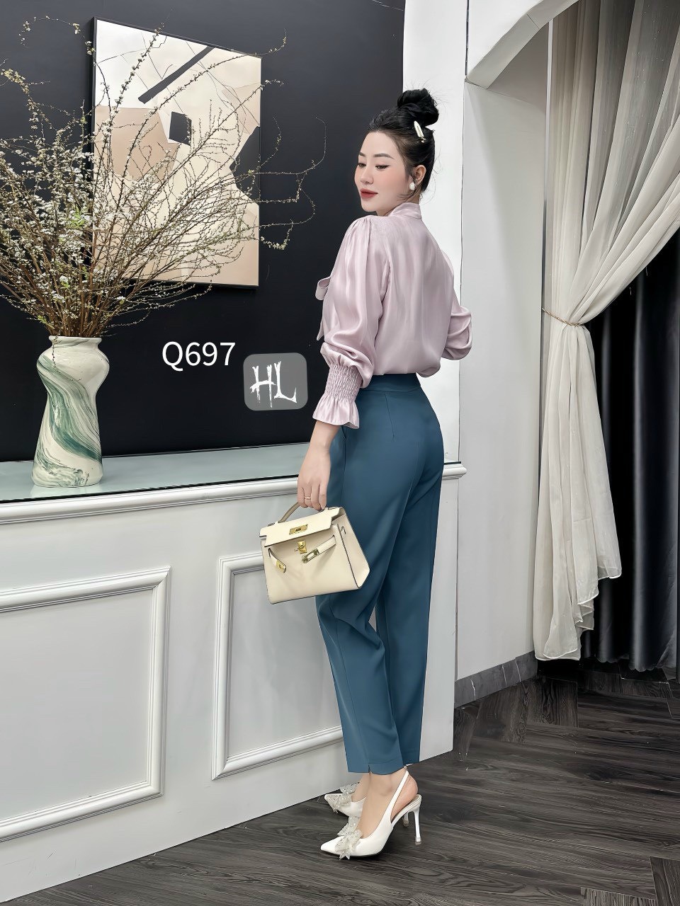 Q697 quần baggy 2 cúc bọc tag G