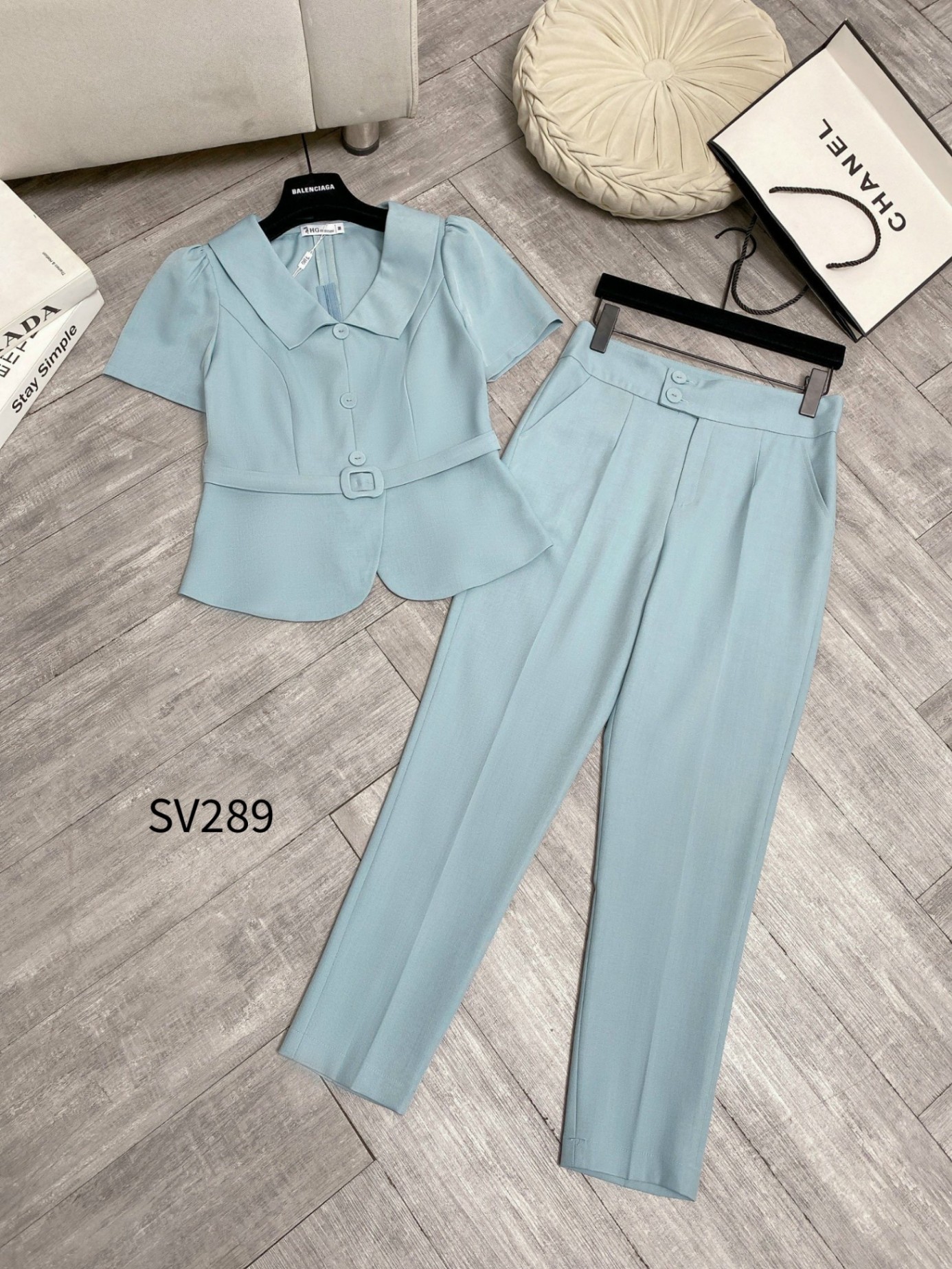 SV289 set áo đai quần baggy 2 cúc