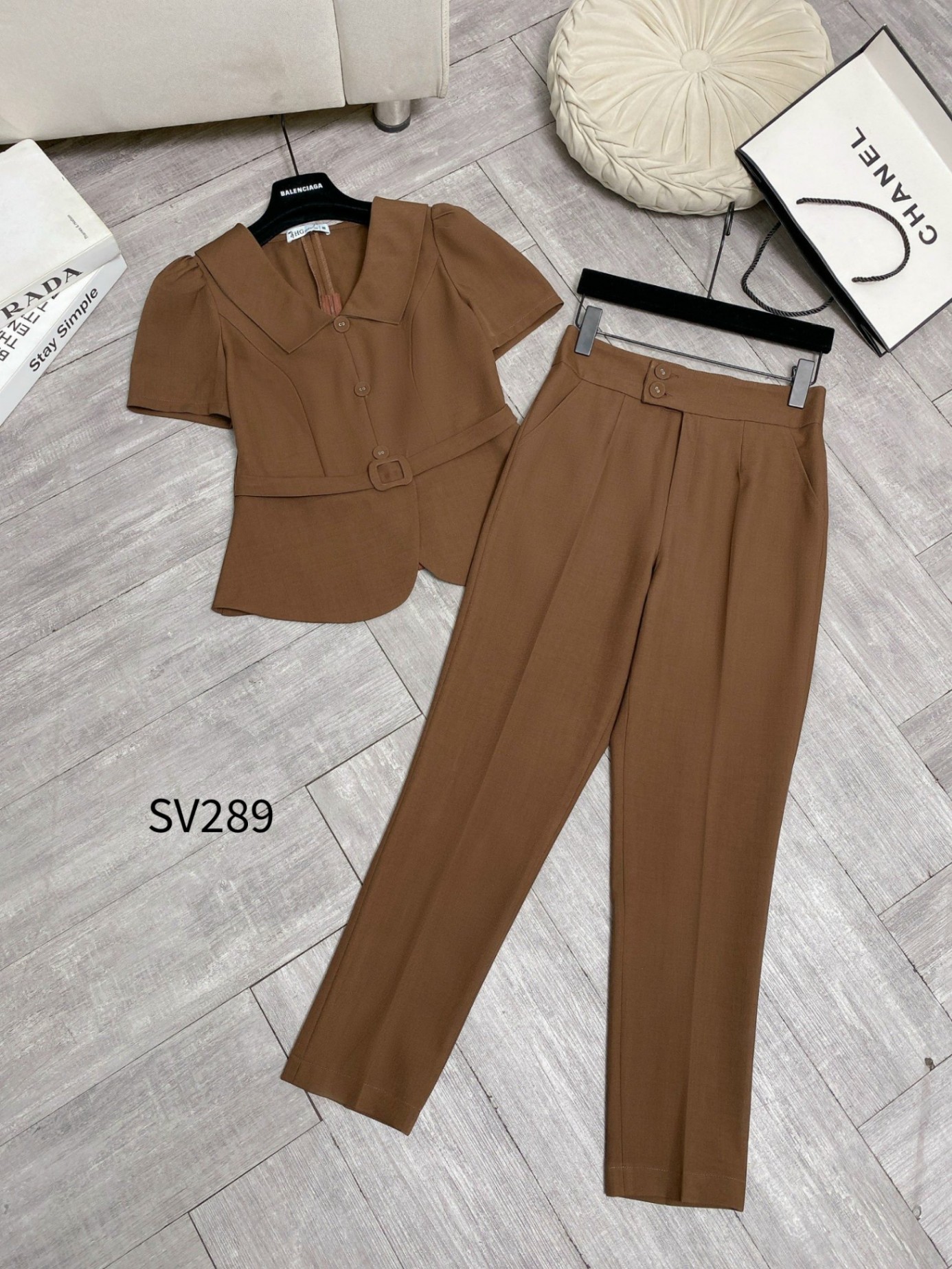 SV289 set áo đai quần baggy 2 cúc