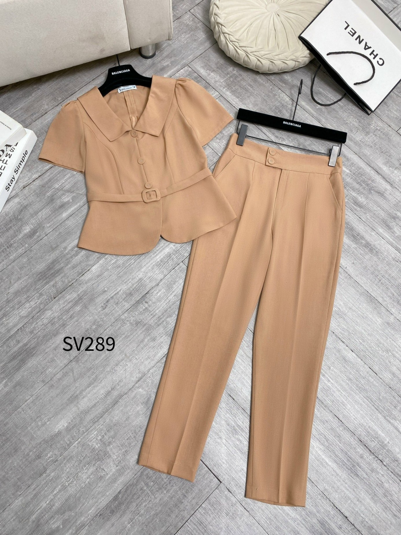 SV289 set áo đai quần baggy 2 cúc