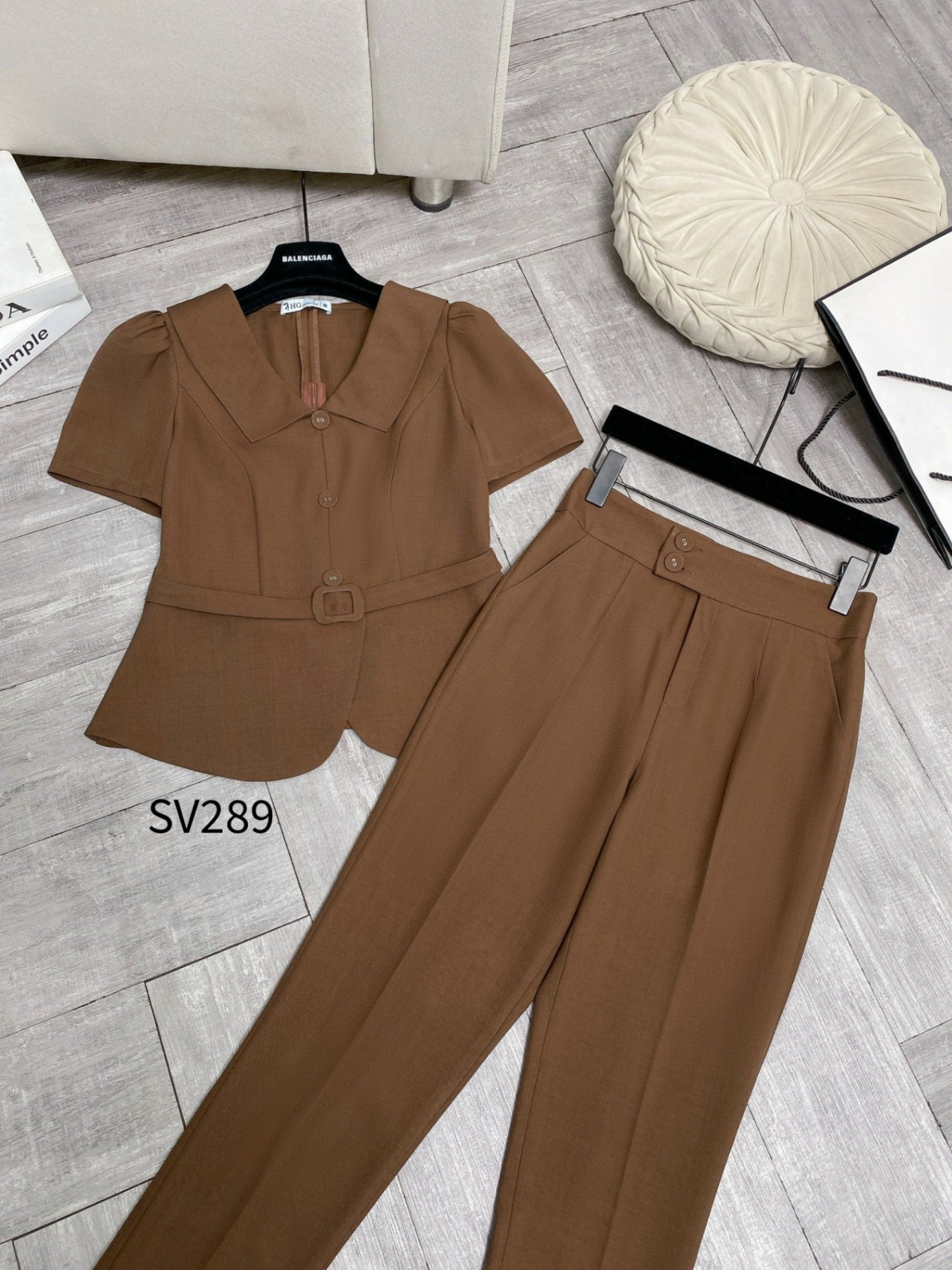 SV289 set áo đai quần baggy 2 cúc