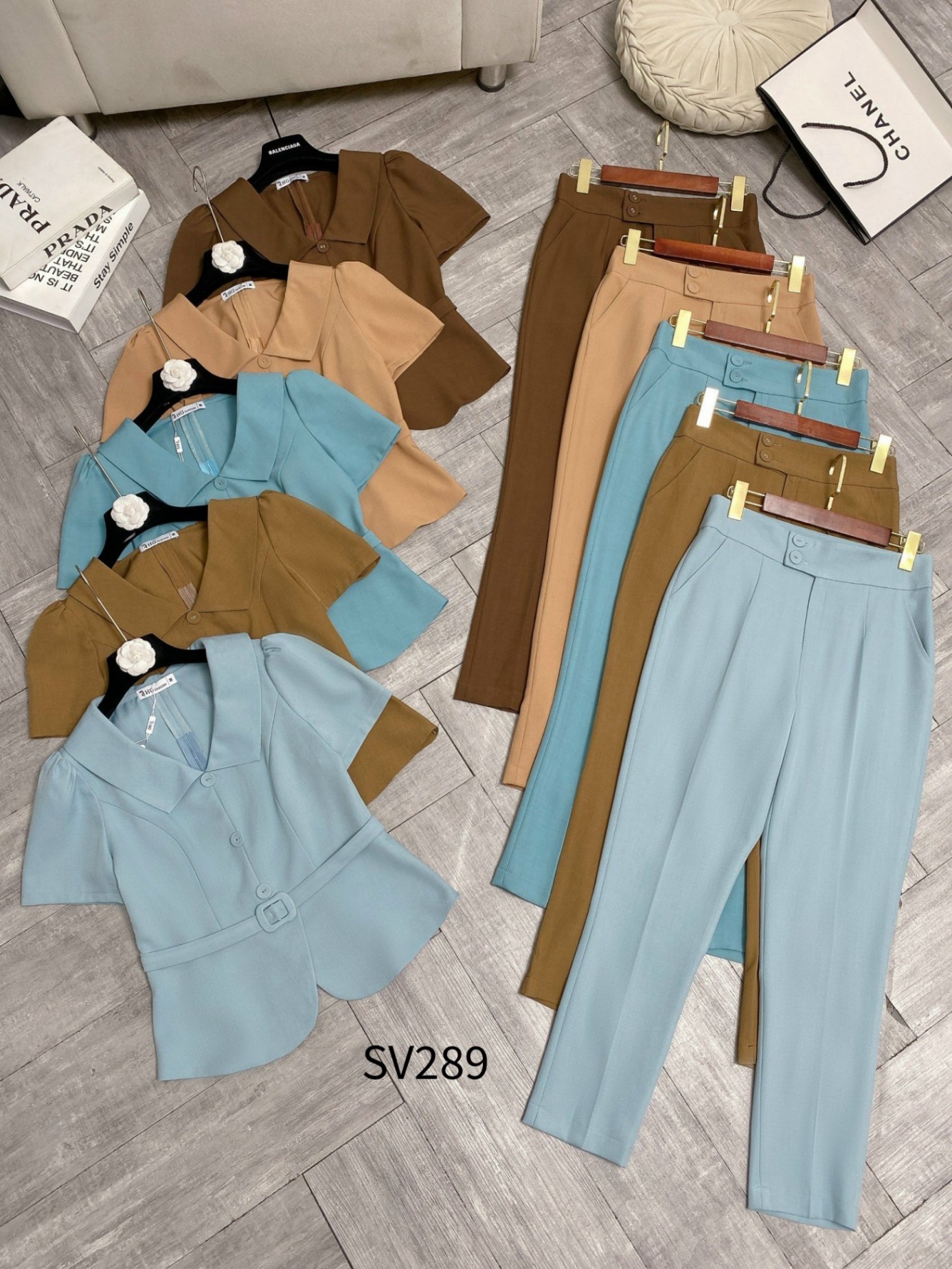 SV289 set áo đai quần baggy 2 cúc