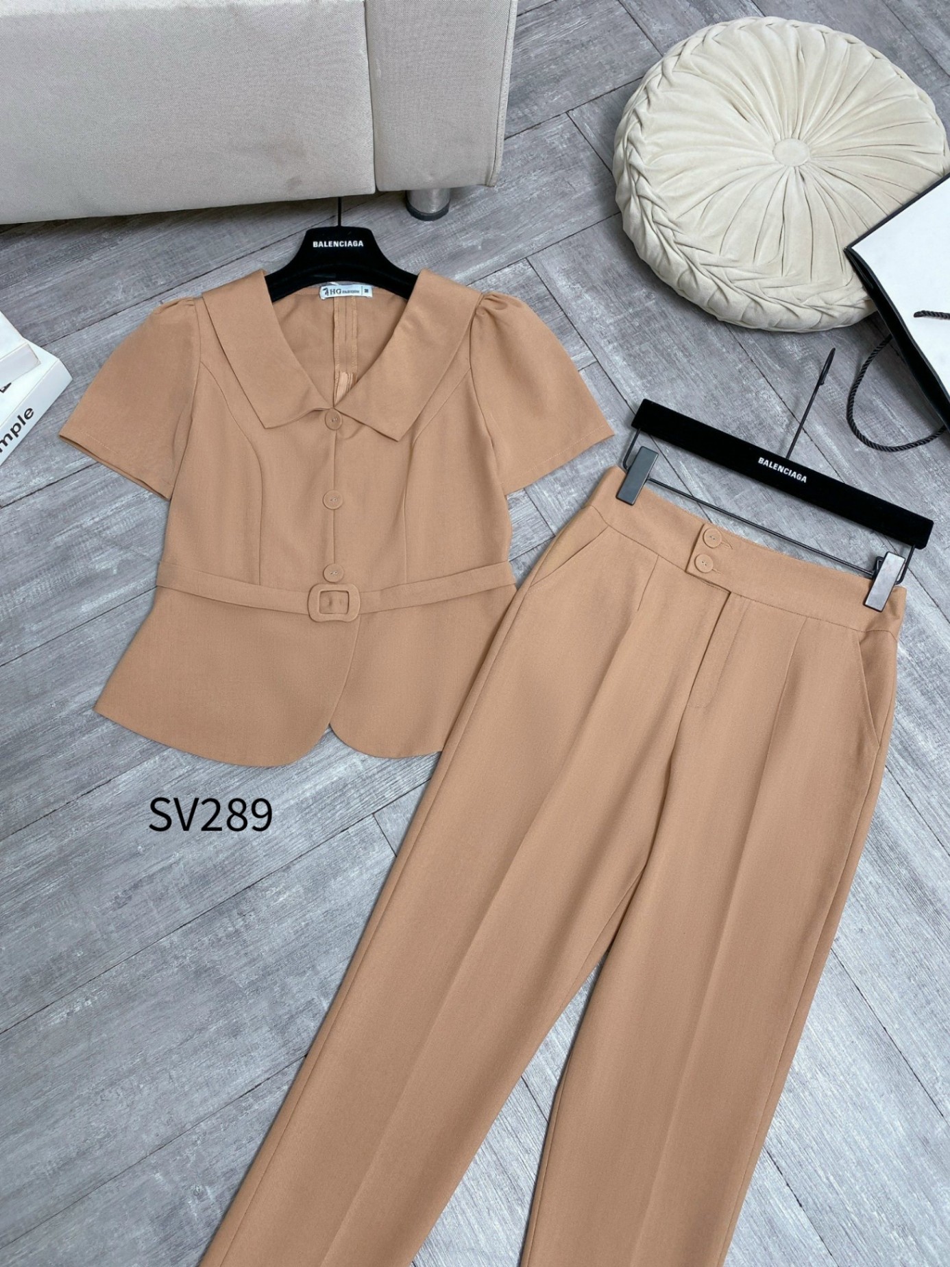 SV289 set áo đai quần baggy 2 cúc