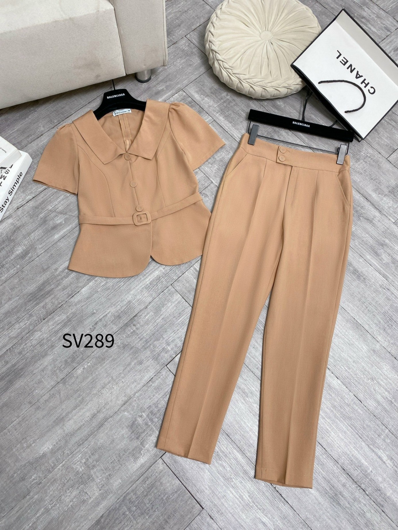 SV289 set áo đai quần baggy 2 cúc