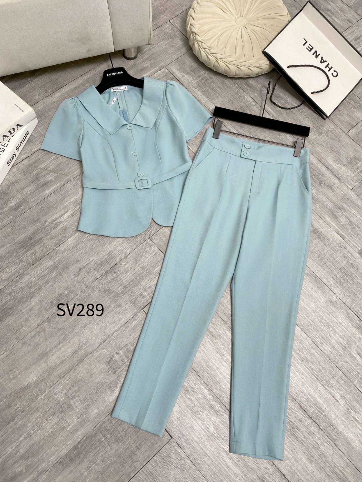 SV289 set áo đai quần baggy 2 cúc