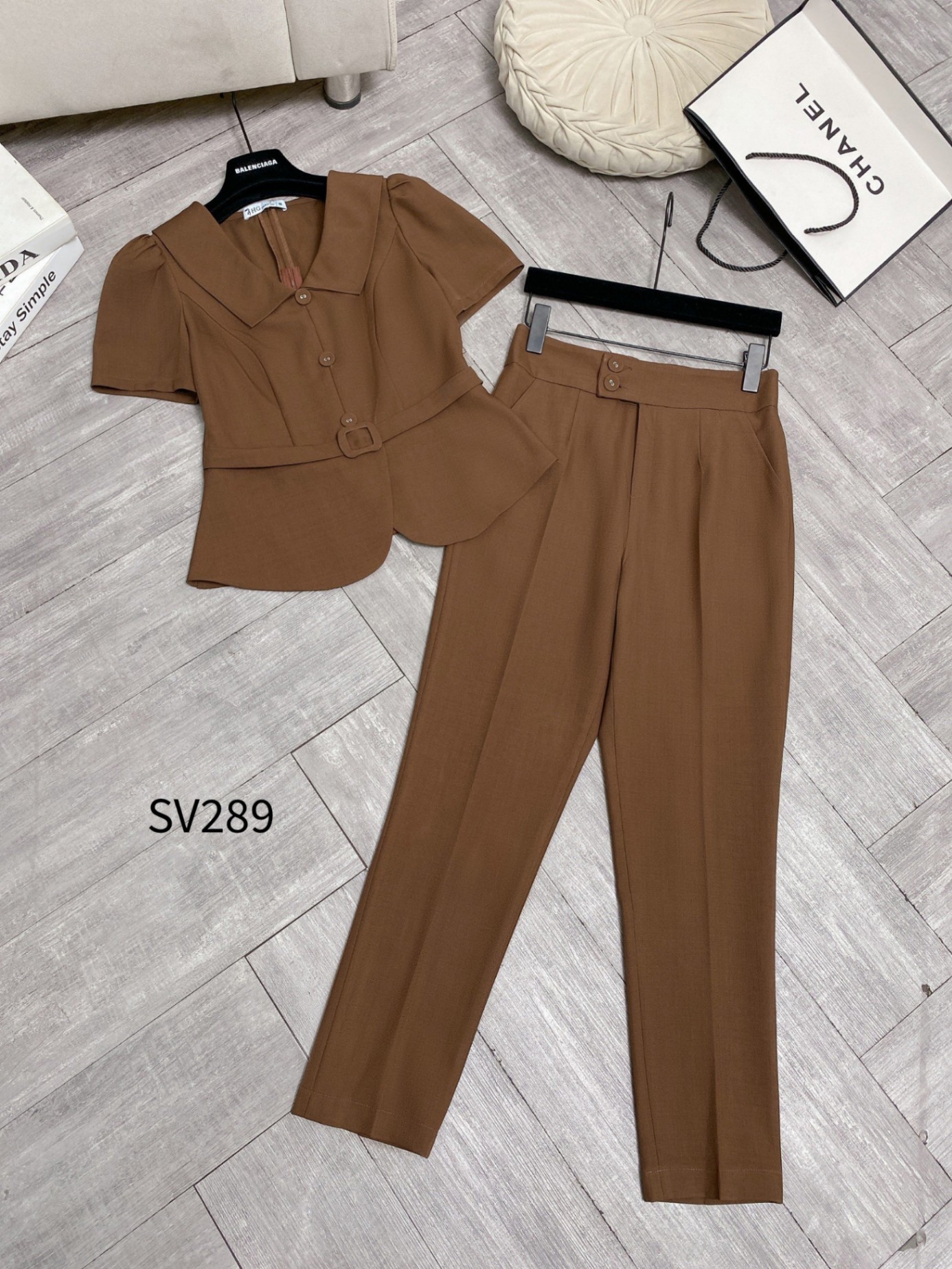 SV289 set áo đai quần baggy 2 cúc