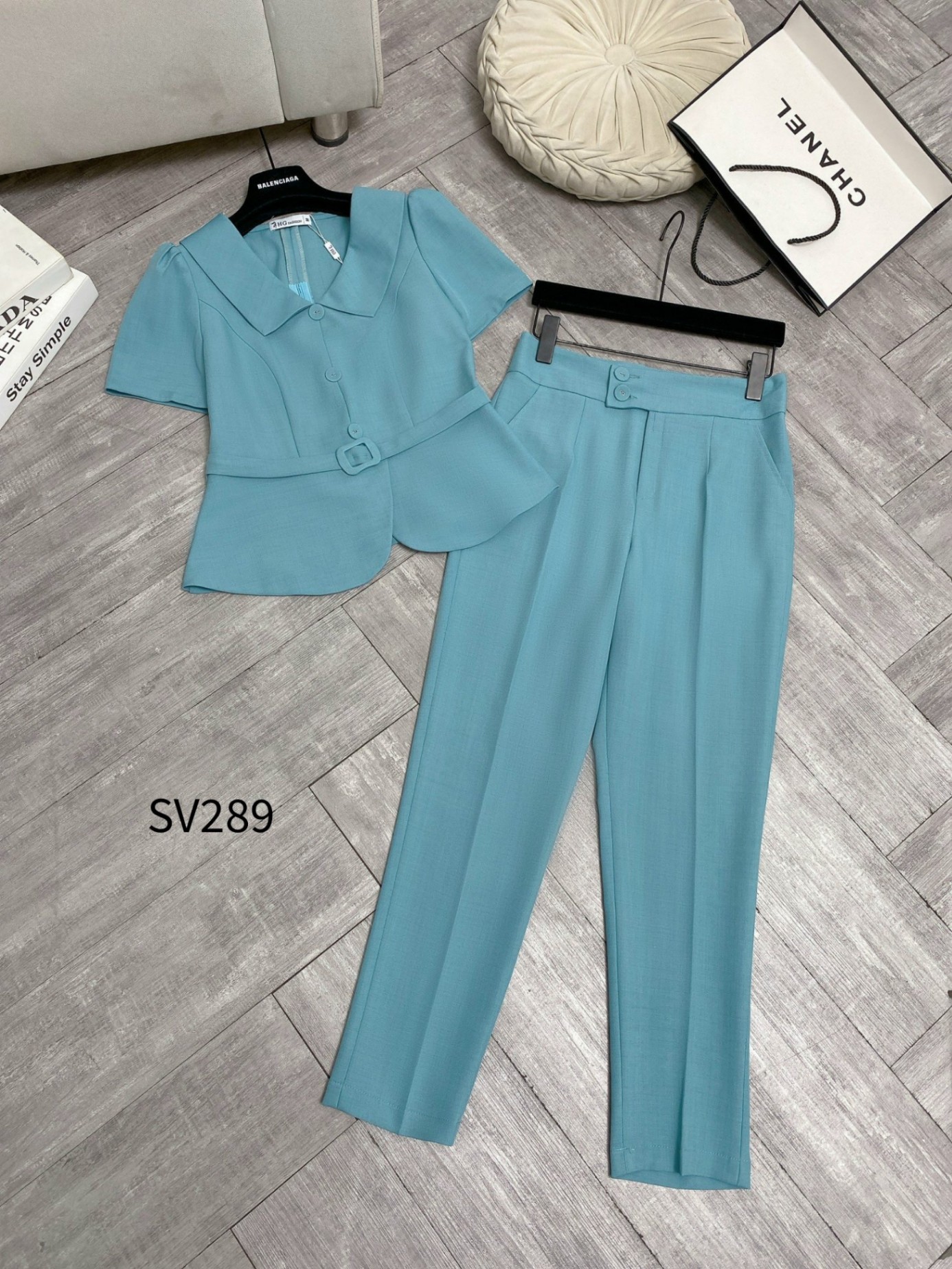 SV289 set áo đai quần baggy 2 cúc