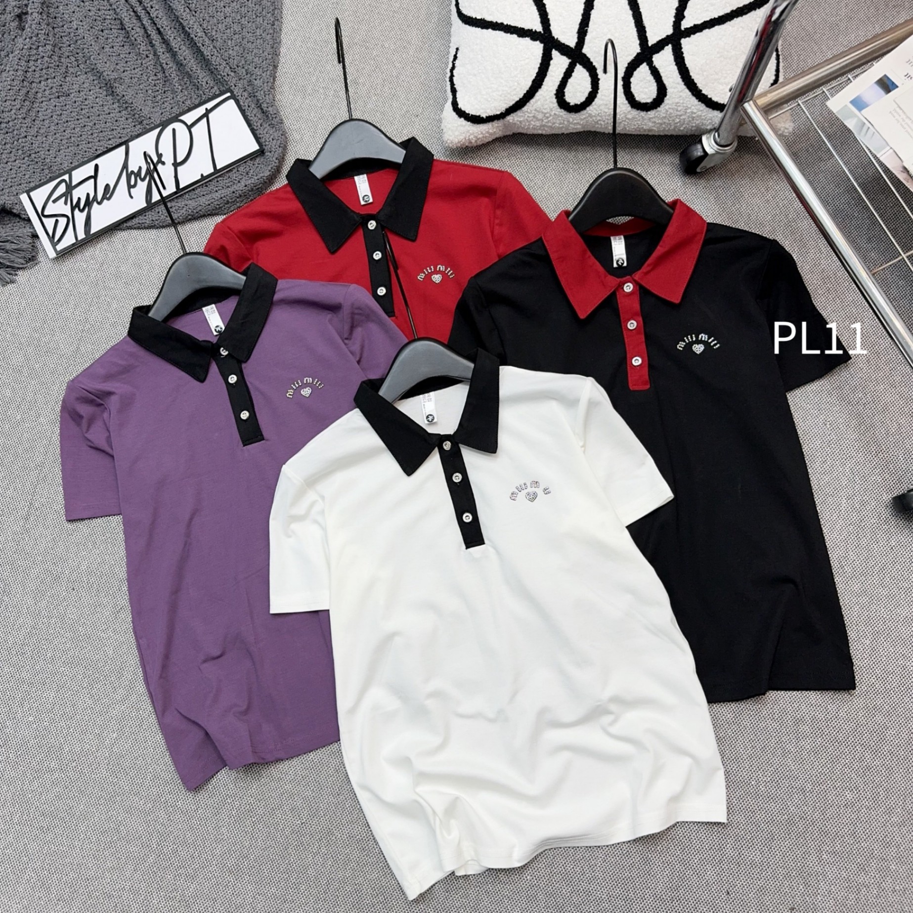 PL11 PoLo phối cố logo tim ngực