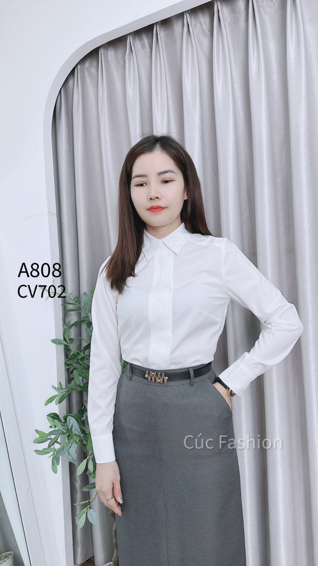 A808 sơ mi lụa dài tay