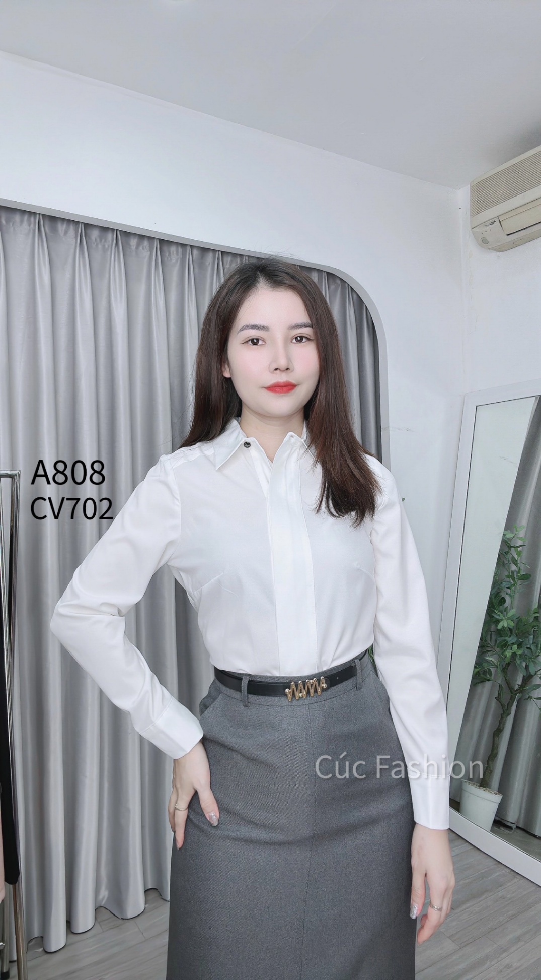 A808 sơ mi lụa dài tay