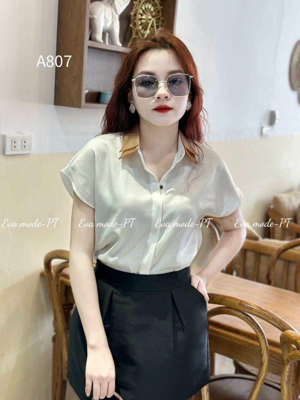 A807 sơ mi ngắn tay cổ 2 lớp