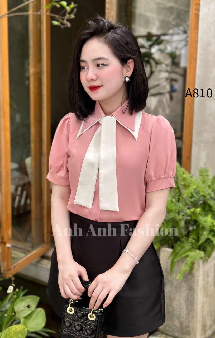 A810 sơ mi cổ nhọn 2 màu