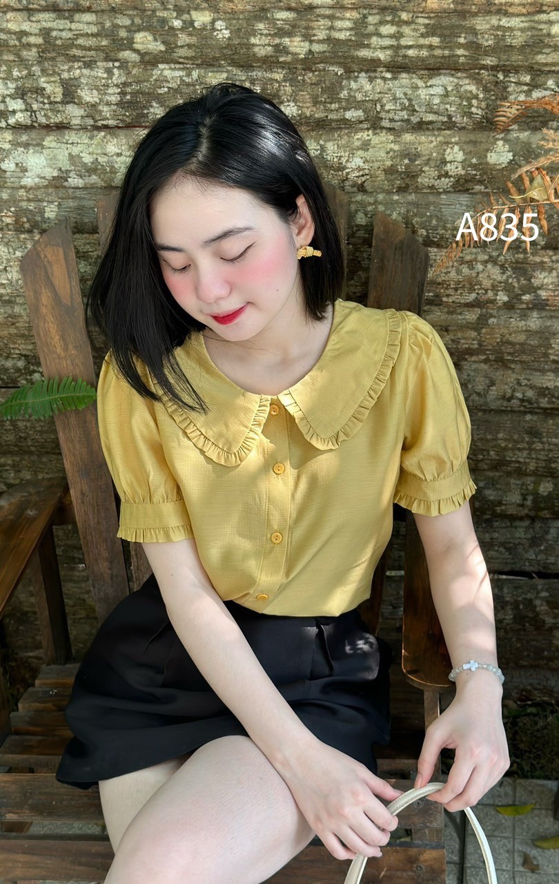 A835 áo bo tay cổ sen bèo