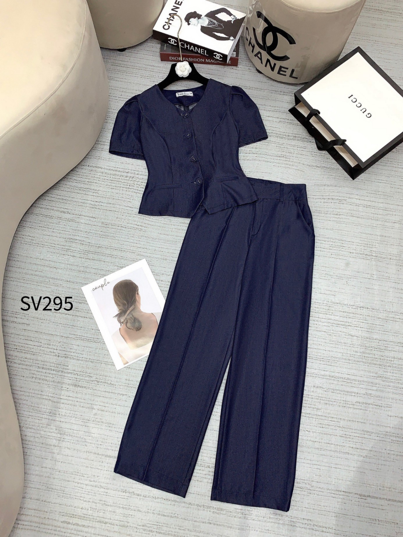 SV295 set jean mỏng quần xuông