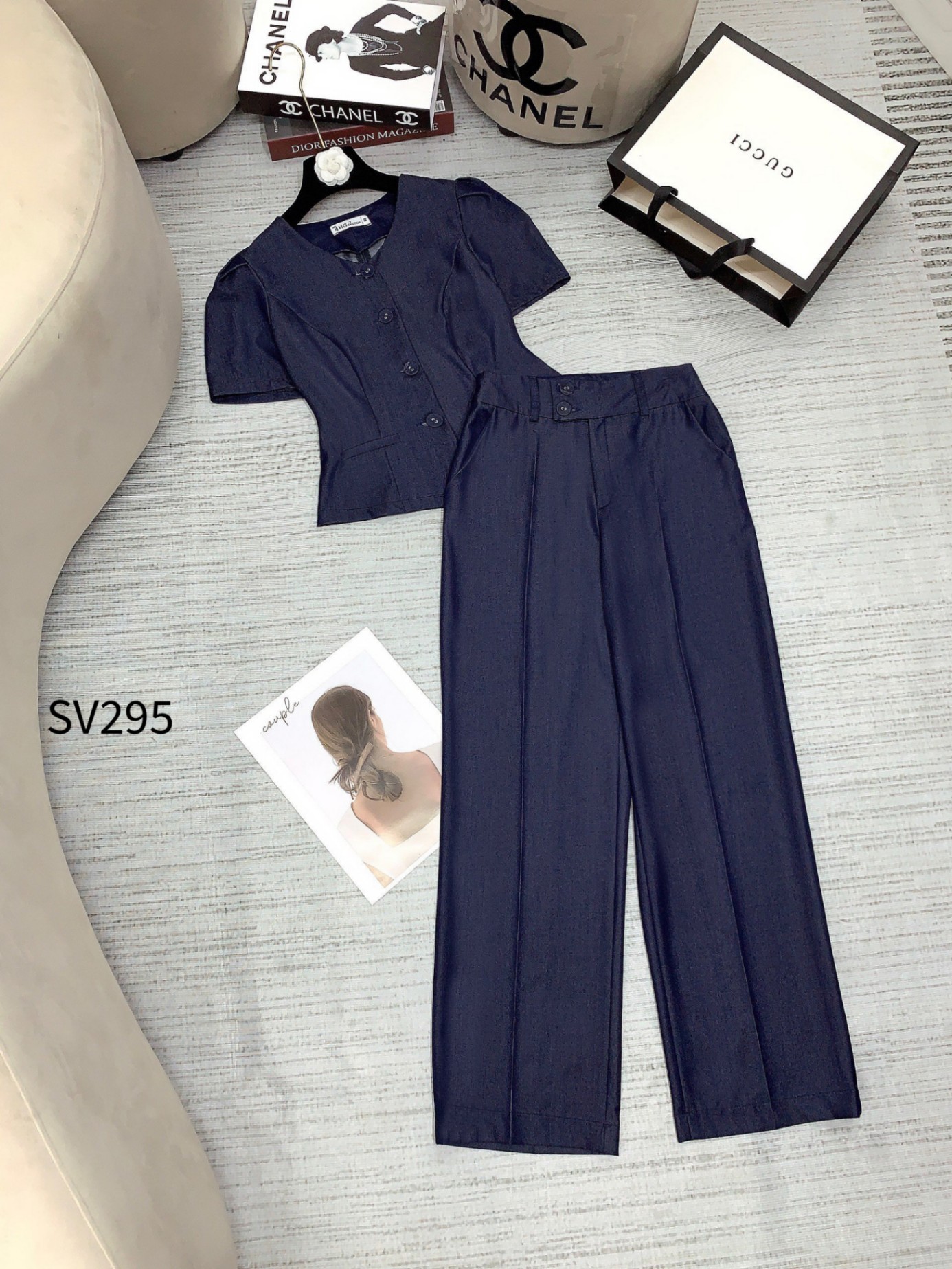 SV295 set jean mỏng quần xuông