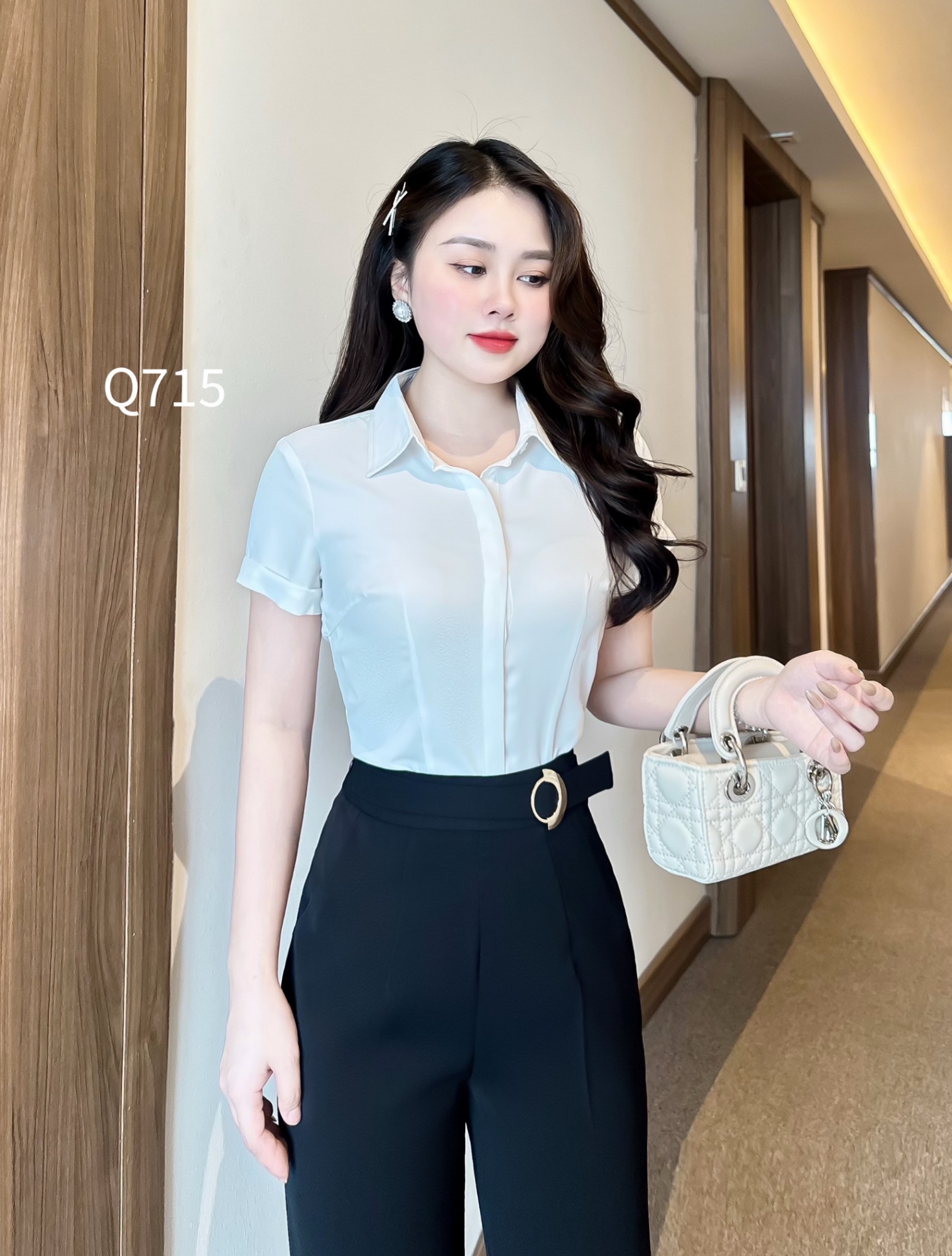 Q715 quần baggy đai 2 lớp móc tròn