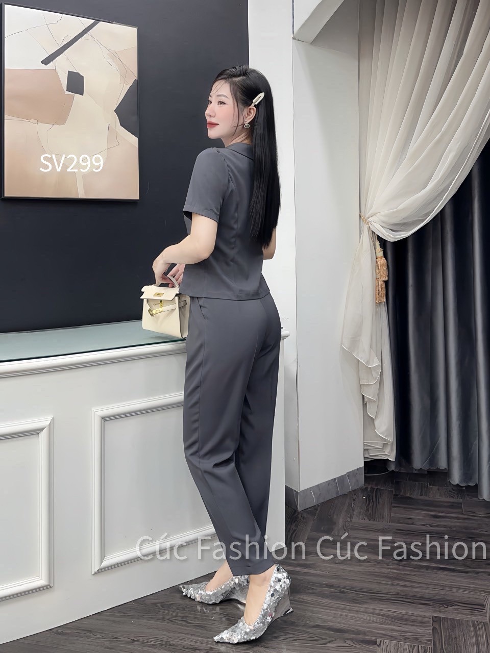 SV299 set quần baggy áo nơ cổ