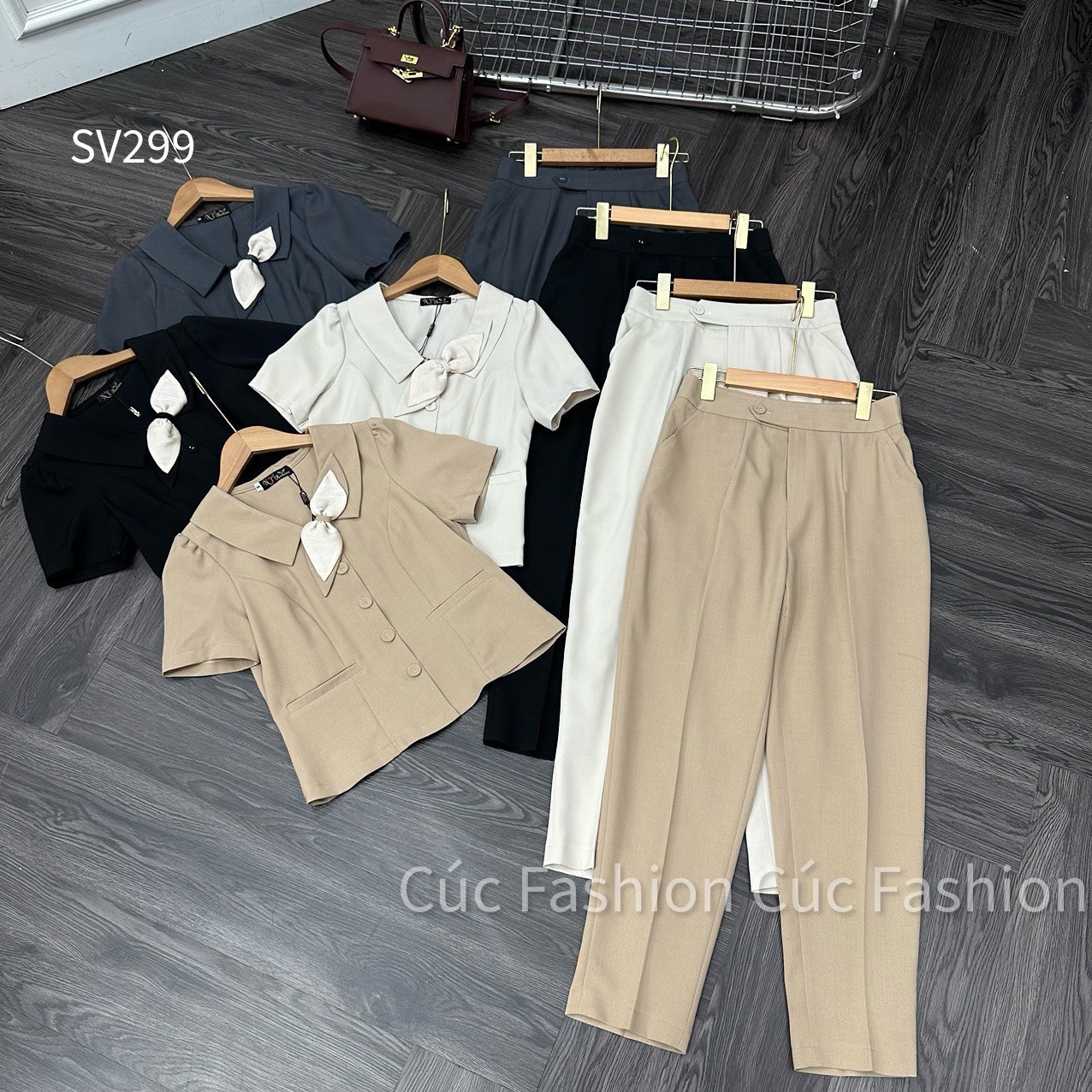 SV299 set quần baggy áo nơ cổ