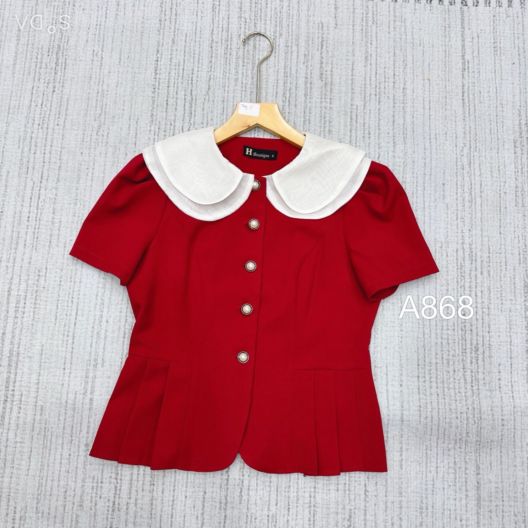 A868 áo peplum cổ phối tơ