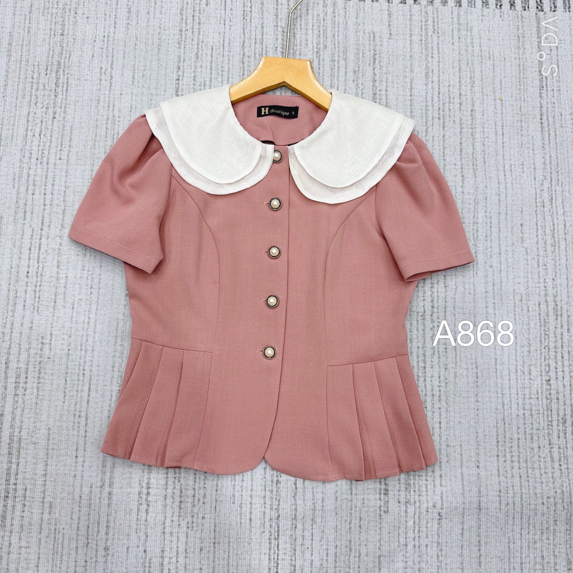 A868 áo peplum cổ phối tơ