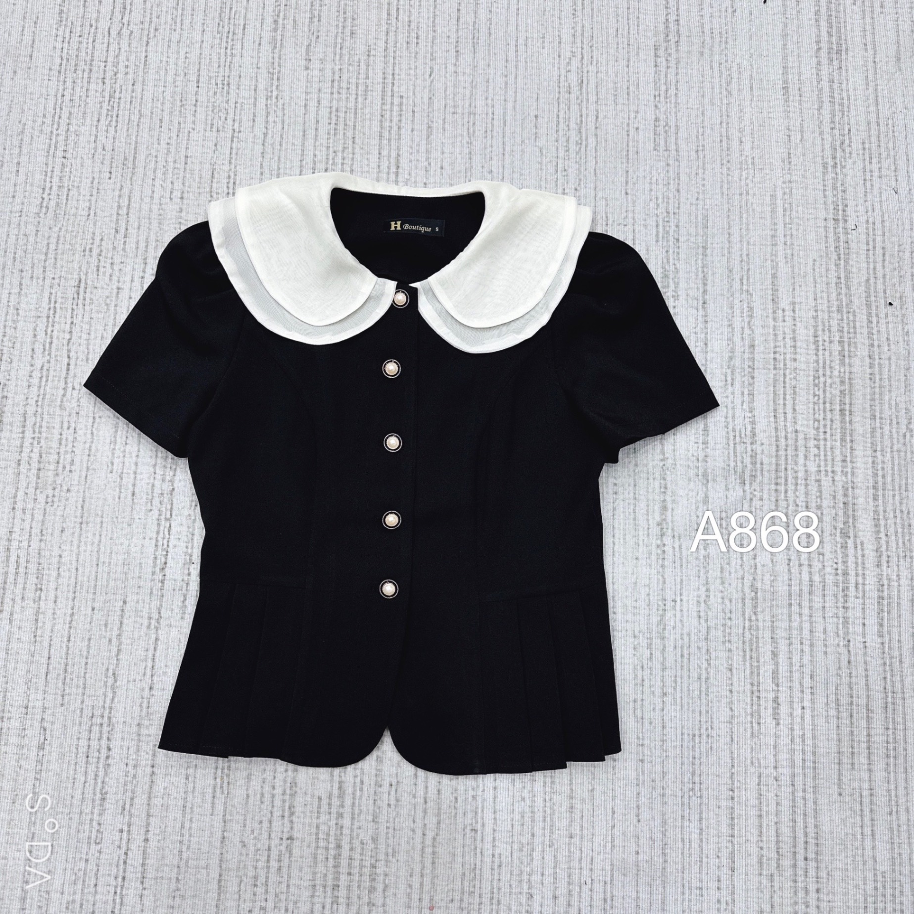 A868 áo peplum cổ phối tơ