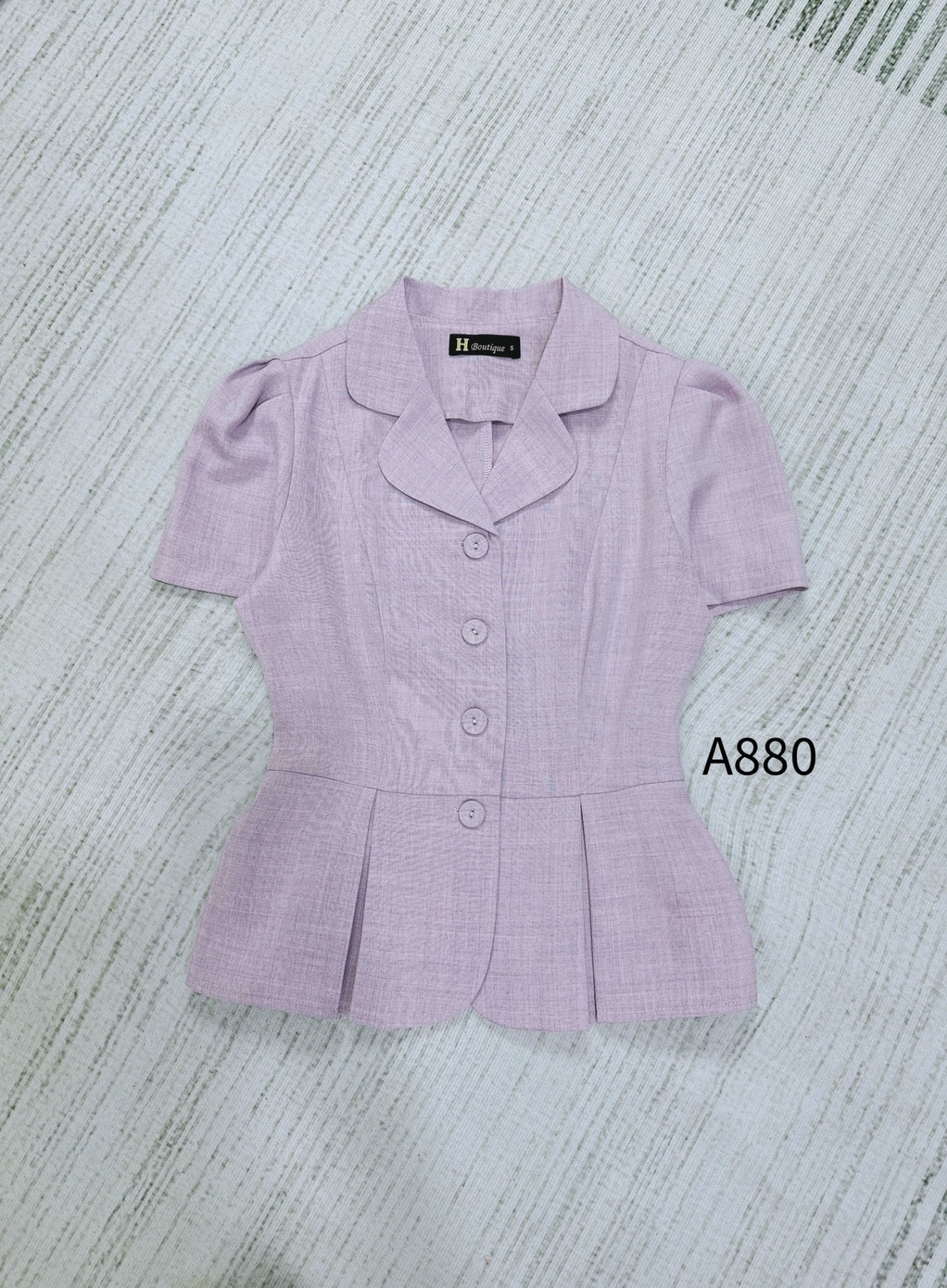 A880 Áo peplum cổ B cúc bọc