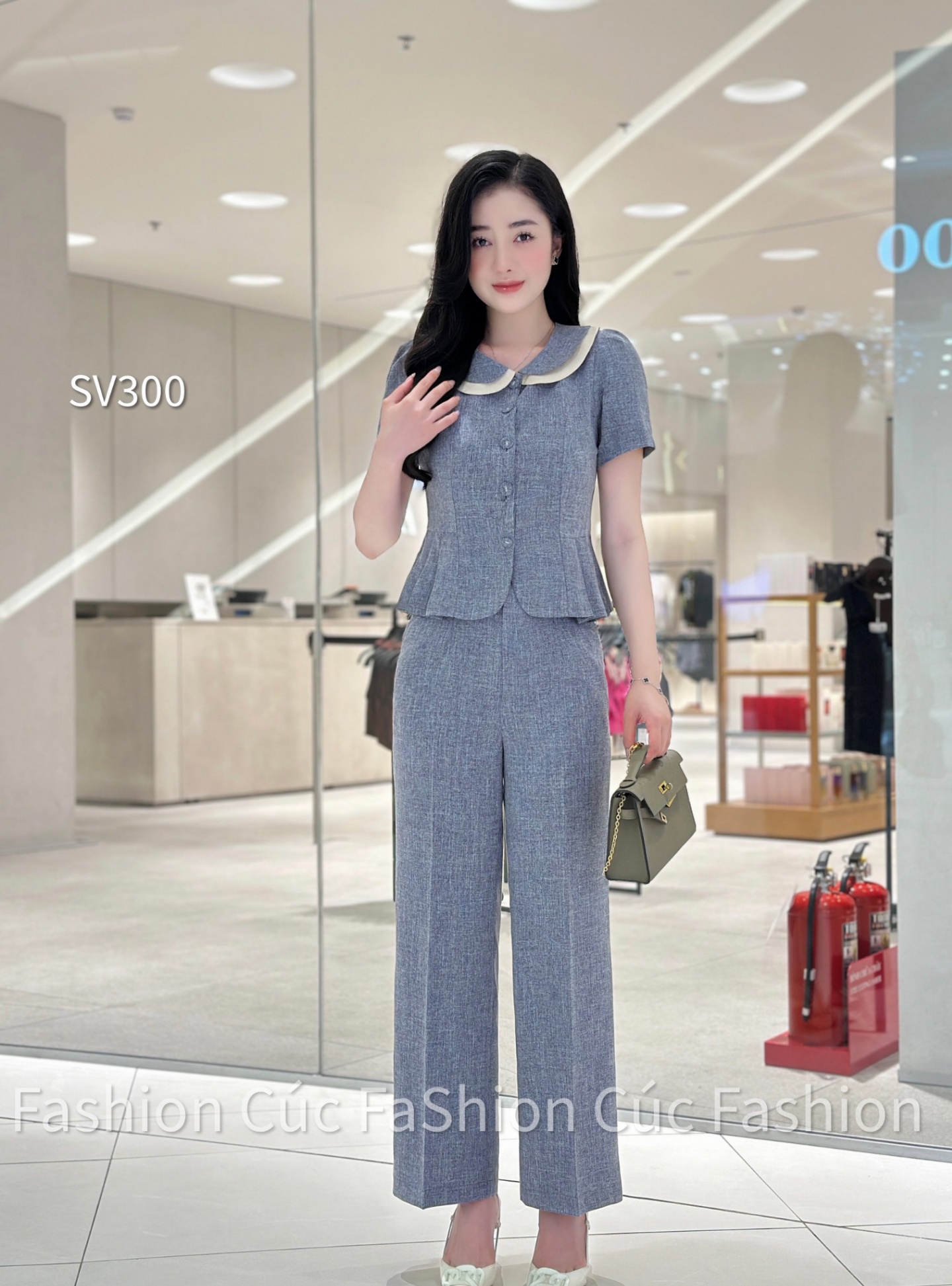 SV300 set vest quần xuông áo cổ 2 lớp