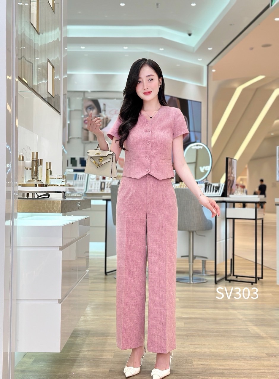 SV303 Sét vest cổ tim túi giả