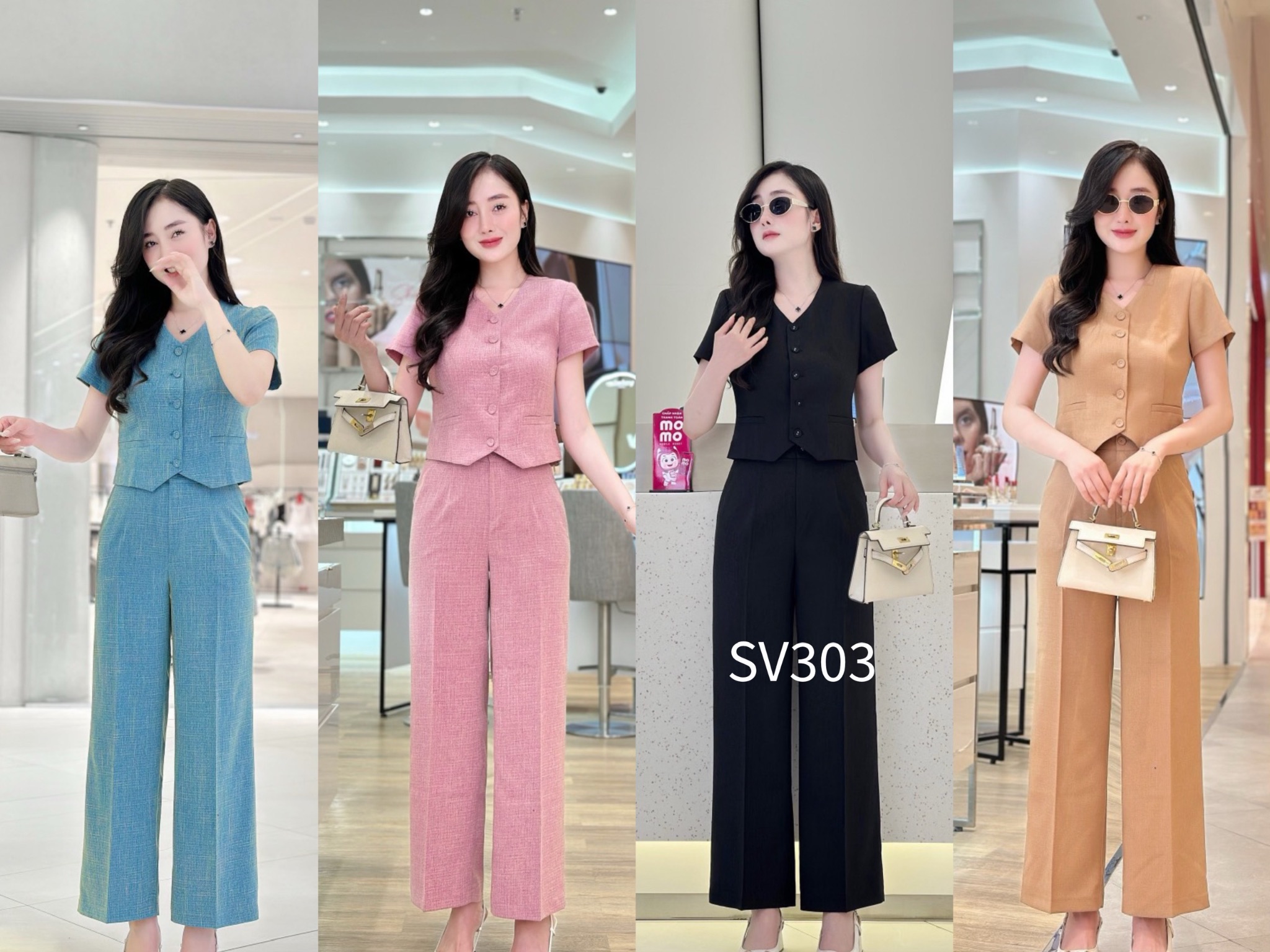 SV303 Sét vest cổ tim túi giả