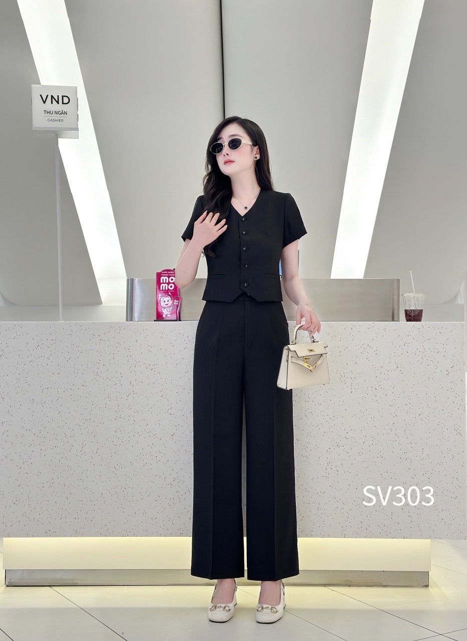 SV303 Sét vest cổ tim túi giả