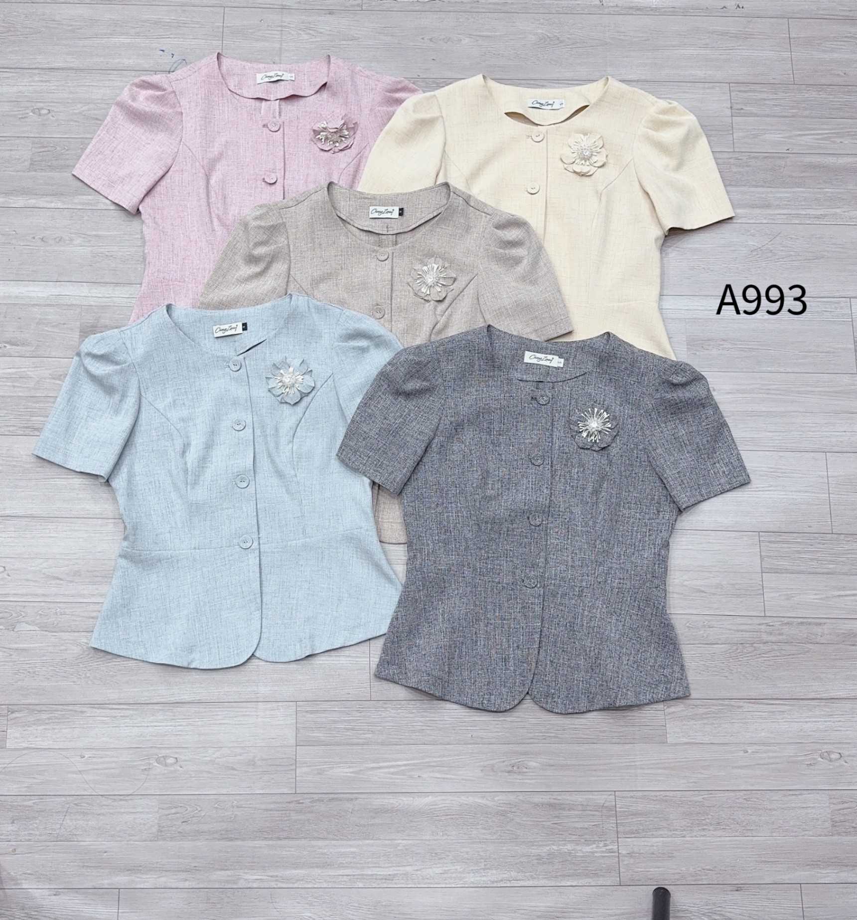 A993 Áo peplum tag hoa đá