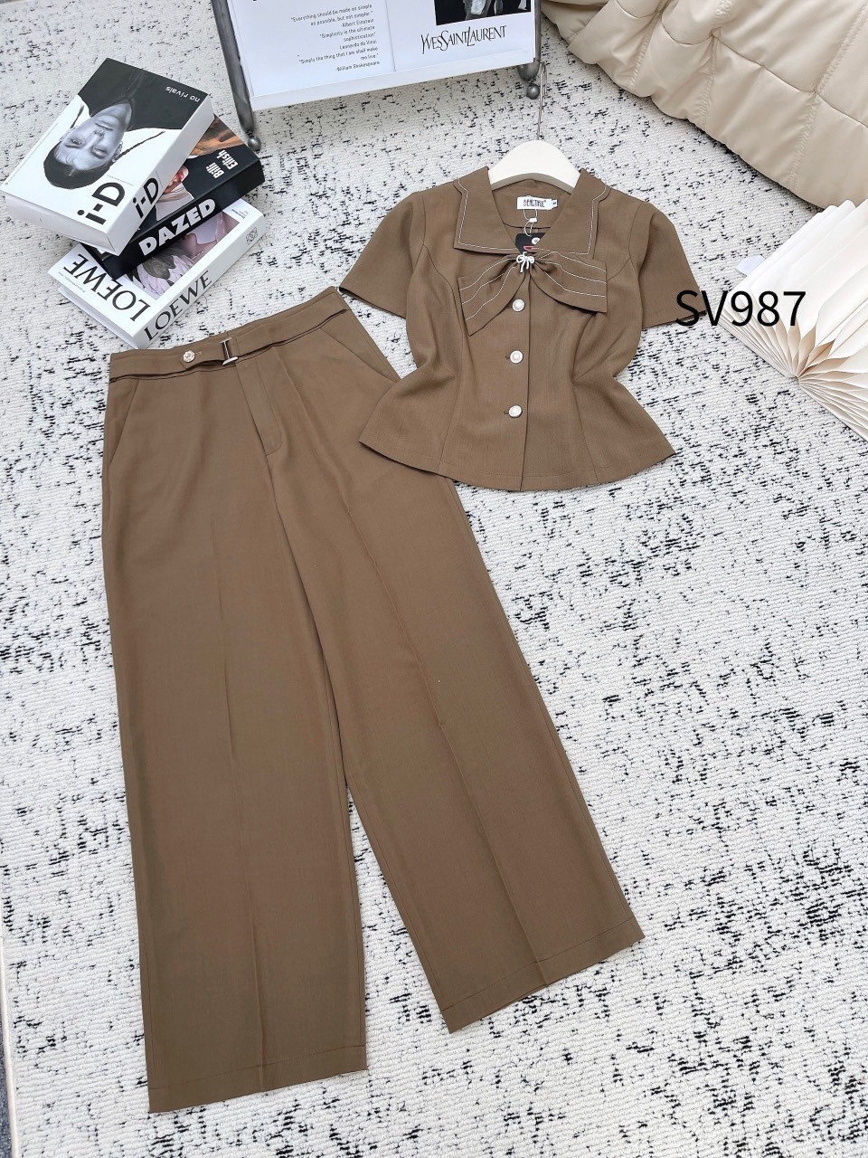 SV987 set áo nơ quần xuông