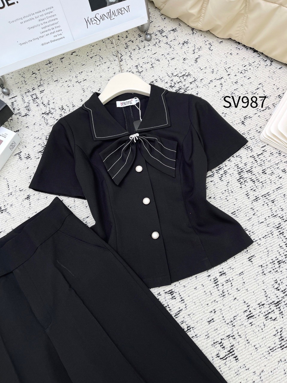 SV987 set áo nơ quần xuông