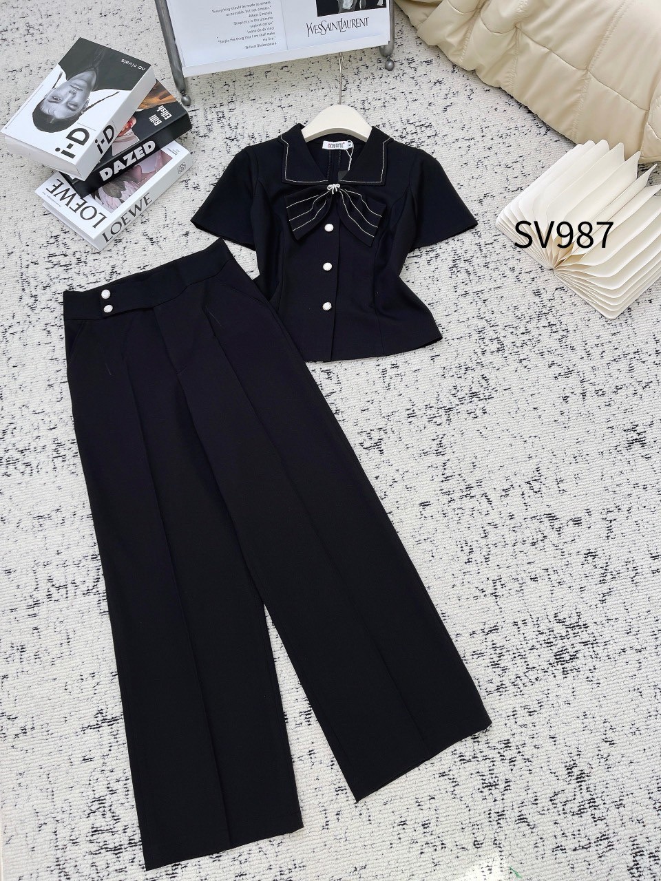 SV987 set áo nơ quần xuông