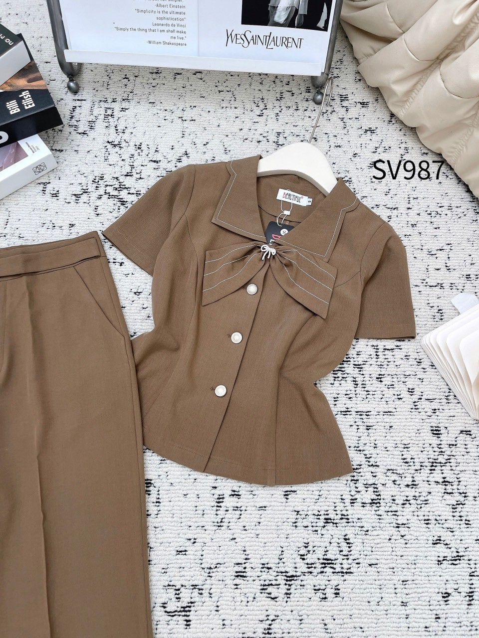 SV987 set áo nơ quần xuông