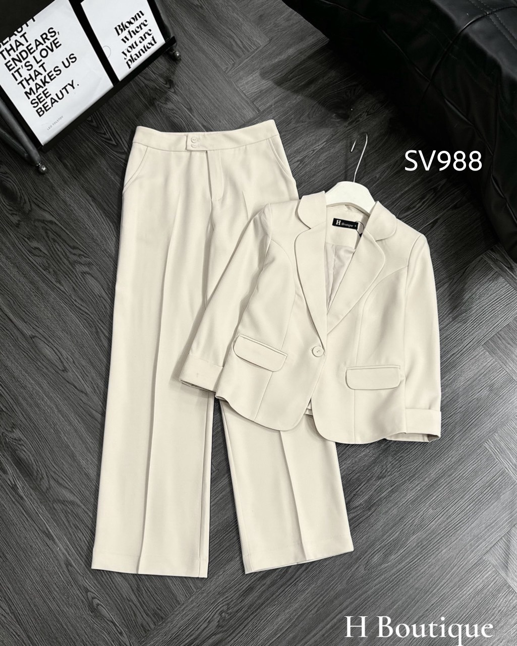 SV988 Sét vest quần xuông cổ B