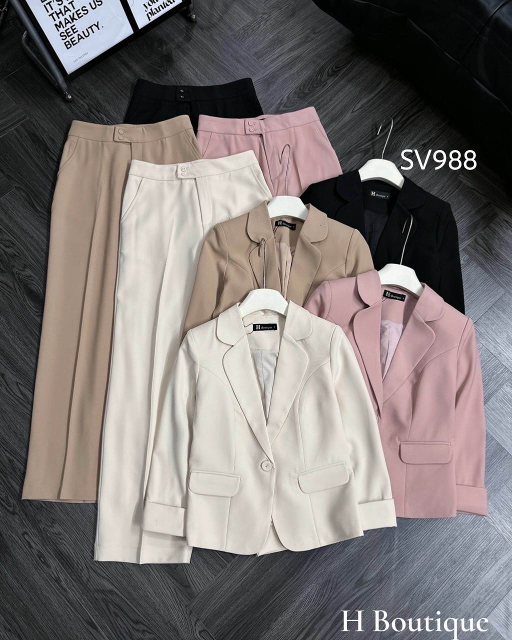 SV988 Sét vest quần xuông cổ B