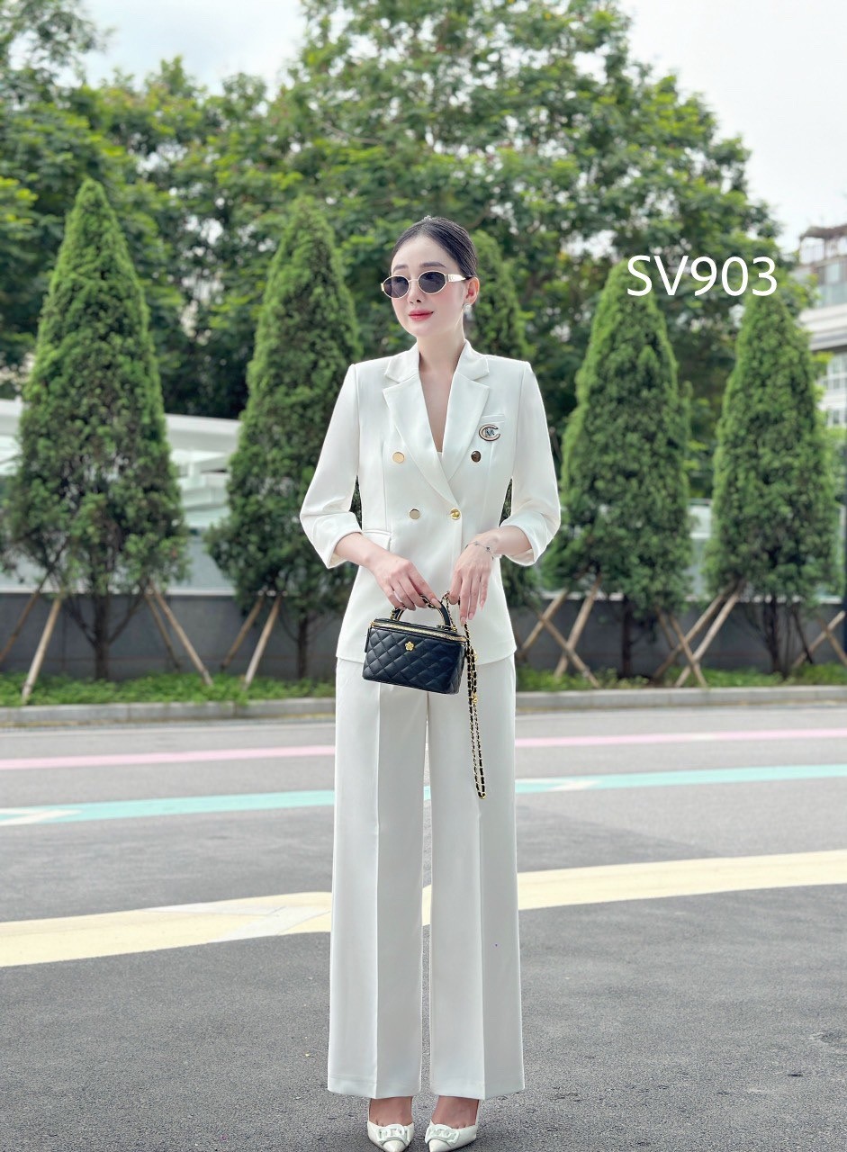 SV903 set vest quần xuông áo 4 cúc vàng