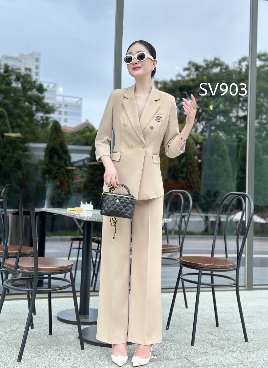 SV903 set vest quần xuông áo 4 cúc vàng