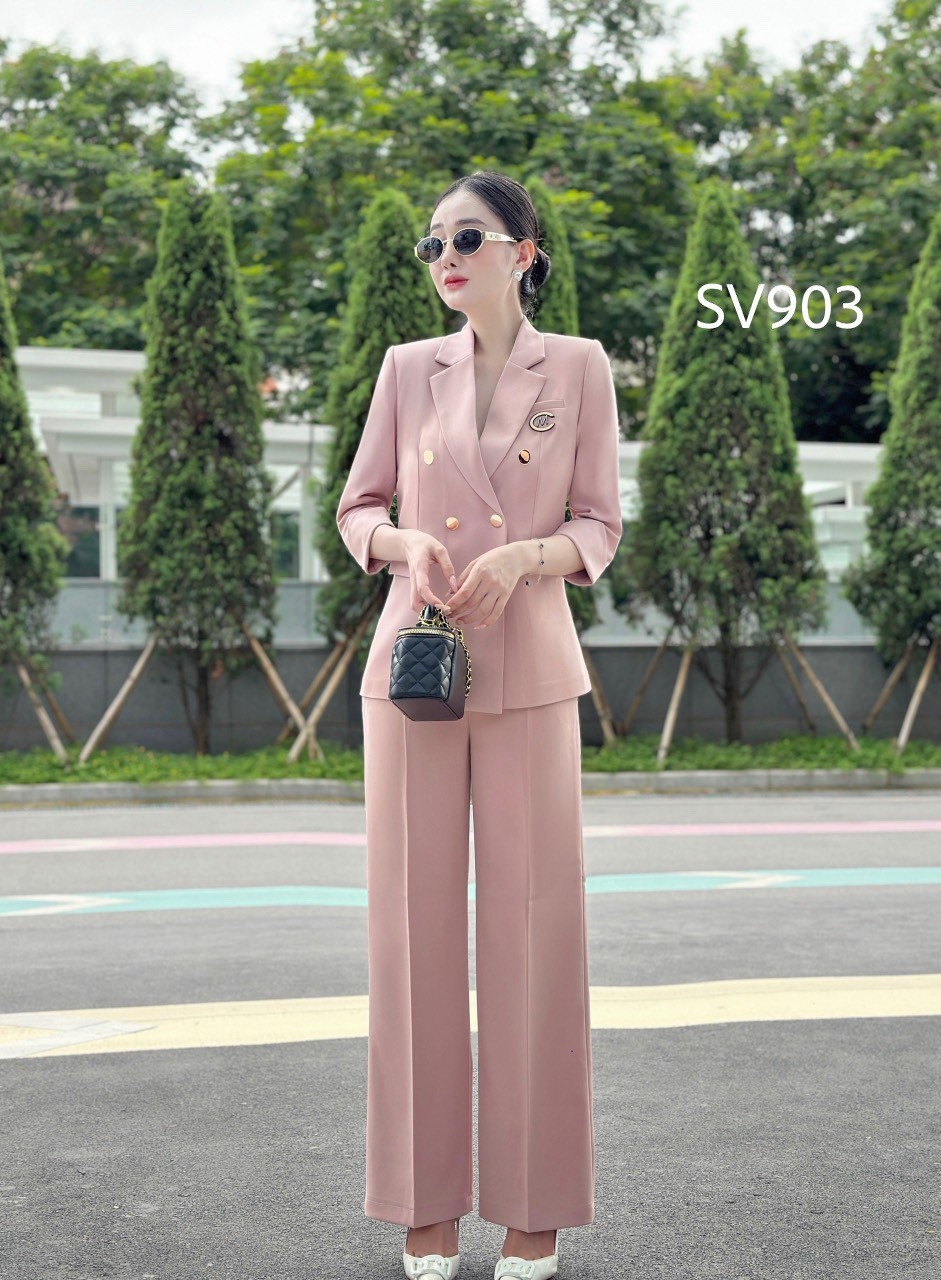 SV903 set vest quần xuông áo 4 cúc vàng